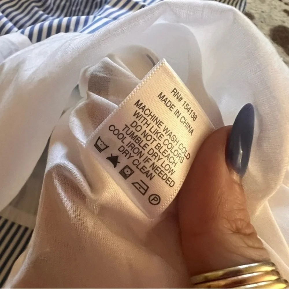 STAUD Blue White Striped Plumeria Long Dress Cottage Cotton‎ Size 00 - Picture 13 of 13